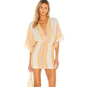 L*Space Alixandria Cutout Faux Wrap Cover-Up Dress in Ravello Stripe size Medium